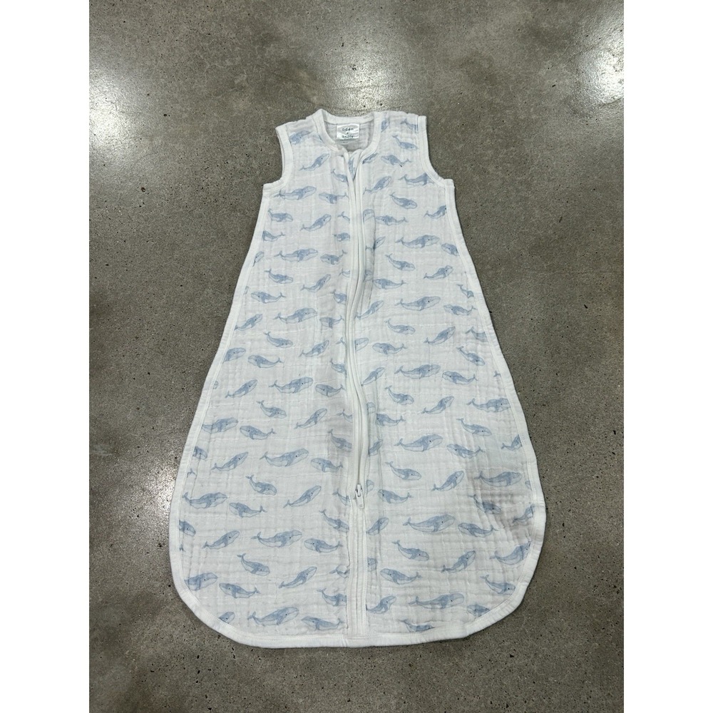 Aden + Anais Muslin Sleep Sack - White And Blue Whales Size S Lightweight Summer